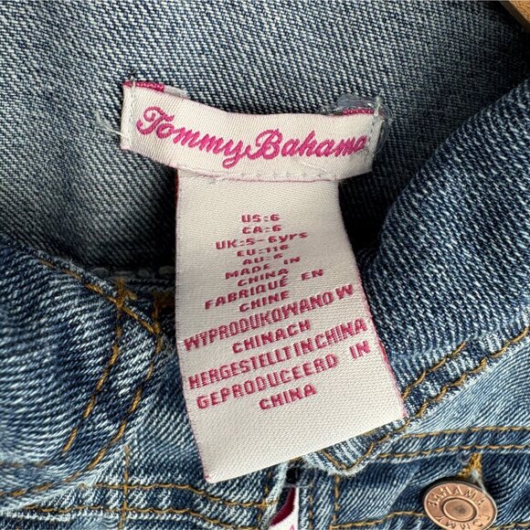 Tommy Bahama Girl's Distressed Denim Jacket Size 6 Medium Wash Button Front - Picture 5 of 8